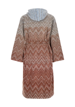 Missoni stone Red Bathrobe With Hood And All-over Zigzag Motif In Cotton Home