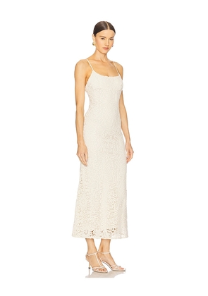Bardot Adoni Crochet Midi Dress in Beige. Size 10. Also in 12, 2, 4, 6, 8.