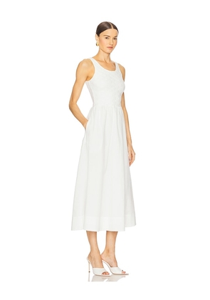 Bardot Bryony Lace Poplin Midi Dress in White. Size 10. Also in 2, 4, 6, 8.