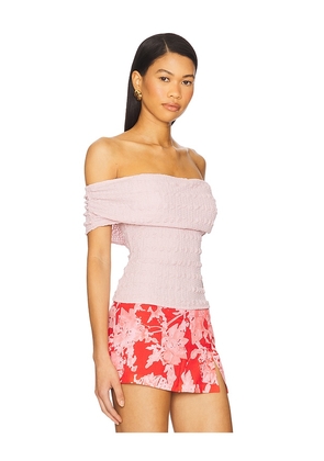 ASTR the Label Off Shoulder Textured Knit Top in Blush. Size L. Also in M.