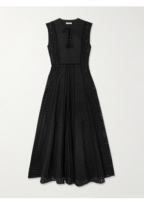 Veronica Beard - Alina Tie-detailed Tasseled Broderie Anglaise Cotton Maxi Dress - Black - US0,US2,US4,US6,US8,US10,US12,US14