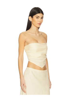 FAITHFULL THE BRAND x REVOLVE Antibes Strapless Top in Lemon. Size L. Also in S, XL, XS.