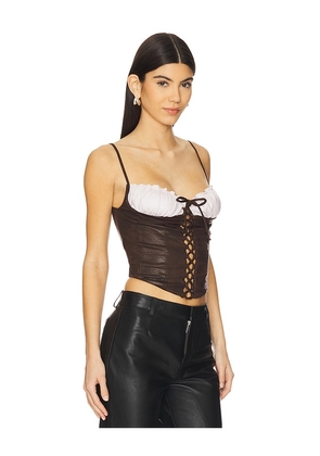 Frankies Bikinis X Bella Hadid Ranch Top in Brown. Size L. Also in M, S, XL, XS.