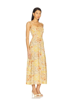 FAITHFULL THE BRAND Sorana Midi Dress in Yellow. Size L. Also in M, S, XS.