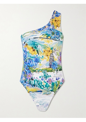 Mary Katrantzou - Nata One-shoulder Printed Swimsuit - Blue - x small,small,medium,large,x large