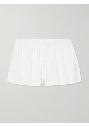 Norma Kamali - Boyfriend Elephant Sequined Stretch-mesh Shorts - White - xx small,x small,small,medium,large,x large