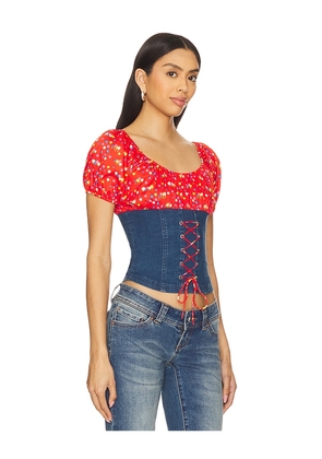 Tyler McGillivary Uma Top in Red,Blue. Size L. Also in M, S, XL/1X, XS.