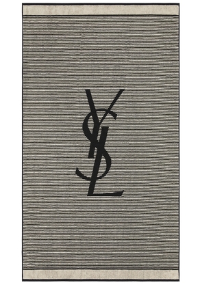 Saint Laurent Serviette De Plage Towel in Beige & Black - Beige. Size all.