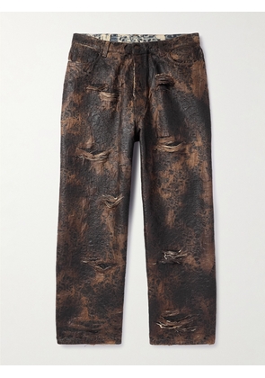 Acne Studios - Wide-Leg Distressed Coated Jeans - Men - Brown - UK/US 28