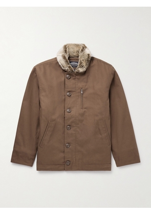 FrizmWORKS - Edgar Faux Fur-Trimmed Cotton-Canvas Jacket - Men - Brown - S