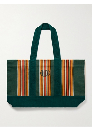 BODE - Parakeet Logo-Embroidered Striped Canvas and Corduroy Tote Bag - Men - Green