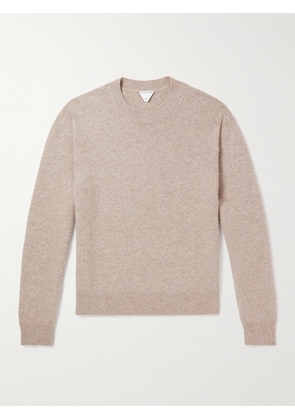 Bottega Veneta - Intrecciato Leather-Trimmed Cashmere-Blend Sweater - Men - Neutrals - S