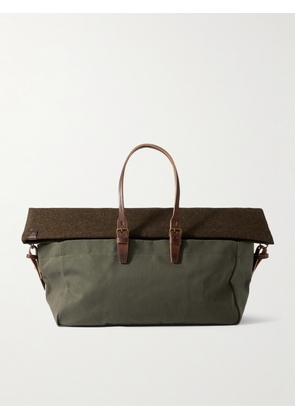 Bleu de Chauffe - Cabine Leather-Trimmed Tweed and Canvas Weekend Bag - Men - Green