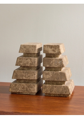 Soho Home - Alderman Set of Two Emperador Marble Bookends - Men - Brown