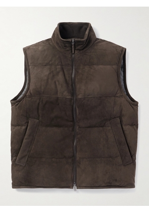 Zegna - Quilted Suede Down Gilet - Men - Brown - IT 46