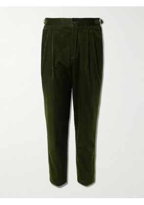 Mr P. - Slim-Fit Straight-Leg Cotton and Cashmere-Blend Corduroy Tuxedo Trousers - Men - Green - 28
