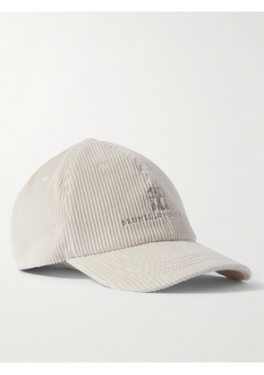 Brunello Cucinelli - Logo-Embroidered Cotton-Blend Corduroy Cap - Men - Neutrals - M