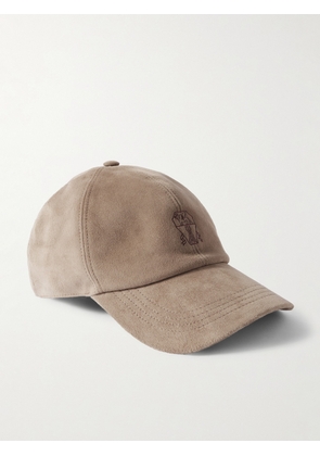 Brunello Cucinelli - Leather-Trimmed Suede Baseball Cap - Men - Brown - M