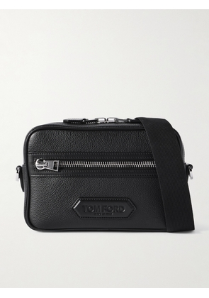 TOM FORD - Logo-Appliquéd Full-Grain Leather Messenger Bag - Men - Black
