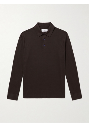 Mr P. - Mercerised Cotton-Jersey Polo Shirt - Men - Brown - XS