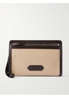 TOM FORD - Buckley Medium Two-Tone Leather Pouch - Men - Neutrals