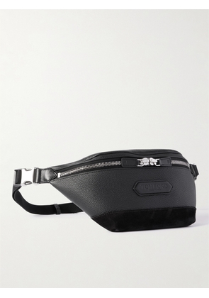TOM FORD - Suede-Trimmed Full-Grain Leather Belt Bag - Men - Black
