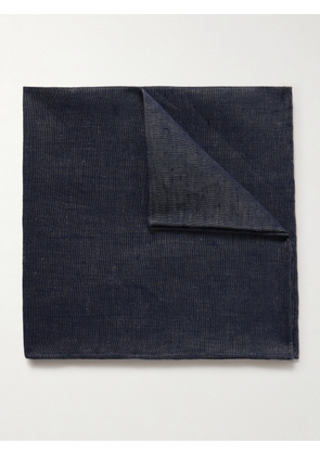 Mr P. - Slub Linen Pocket Square - Men - Blue