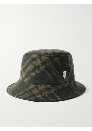 Burberry - Logo-Appliquéd Checked Brushed-Wool Bucket Hat - Men - Green - M