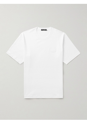 Dolce&Gabbana - Logo-Appliquéd Cotton-Jersey T-Shirt - Men - White - IT 44