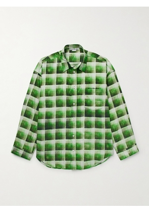 Acne Studios - Setar Logo-Embroidered Checked Cotton-Flannel Shirt - Men - Green - IT 44