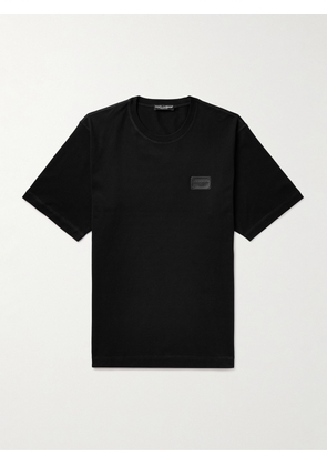 Dolce&Gabbana - Logo-Appliquéd Cotton-Jersey T-Shirt - Men - Black - IT 44