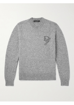 Dolce&Gabbana - Logo-Appliquéd Knitted Sweater - Men - Gray - IT 46