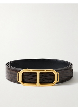 TOM FORD - 3cm Glossed Croc-Effect Leather Belt - Men - Brown - EU 80