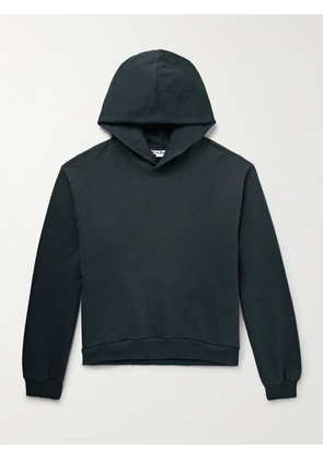 Acne Studios - Franziska Garment-Dyed Distressed Logo-Print Cotton-Blend Jersey Hoodie - Men - Black - XS