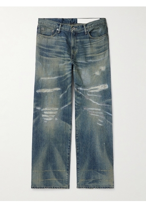 Neighborhood - Wide-Leg Distressed Jeans - Men - Blue - S