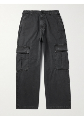 Acne Studios - Wide-Leg Logo-Embroidered Cotton-Ripstop Cargo Trousers - Men - Black - IT 44