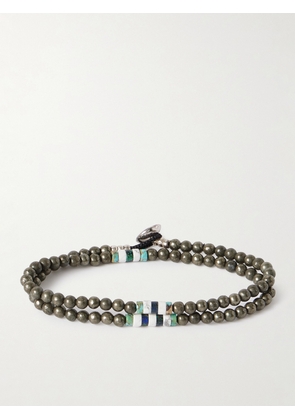 Mikia - Silver Multi-Stone Beaded Wrap Bracelet - Men - Brown