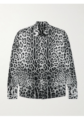 Dolce&Gabbana - Oversized Leopard-Print Silk Shirt - Men - Gray - EU 38