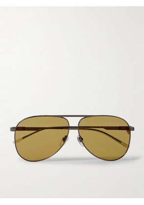Gucci - Aviator-Style Gunmetal-Tone Sunglasses - Men - Brown