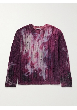 Acne Studios - Tie-Dyed Distressed Knitted Sweater - Men - Pink - XS
