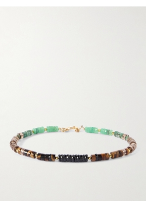Peyote Bird - Delphi Gold-Plated Multi-Stone Beaded Bracelet - Men - Brown