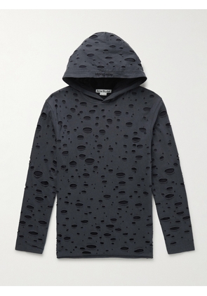 Acne Studios - Eipe Distressed Cotton-Jersey Hoodie - Men - Black - XS