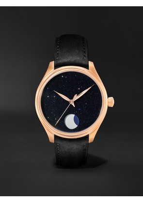 H. Moser & Cie. - Endeavour Perpetual Moon Limited Edition Hand-Wound 42mm 18-Karat Red Gold and Leather Watch, Ref. No. 1801-0402 - Men - Black