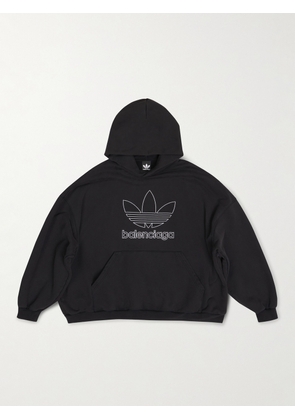 Balenciaga - adidas Oversized Logo-Print Cotton-Jersey Hoodie - Men - Black - 1