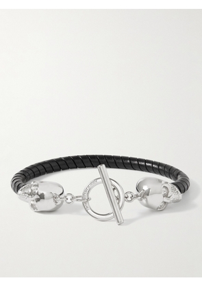 McQueen - Silver-Tone and Leather Bracelet - Men - Black