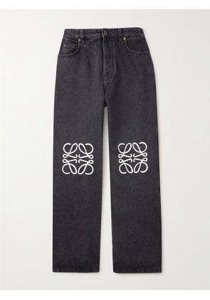 LOEWE - Anagram Wide-Leg Logo-Embroidered Jeans - Men - Black - IT 44