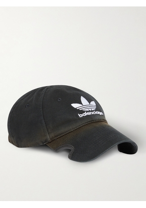 Balenciaga - adidas Distressed Logo-Embroidered Cotton-Twill Baseball Cap - Men - Black - S