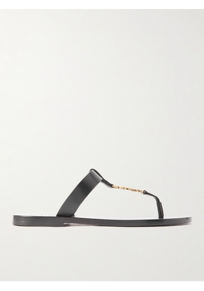 SAINT LAURENT - Cassandre Logo-Embellished Leather Sandals - Men - Black - EU 40
