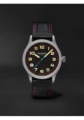 BAMFORD WATCH DEPARTMENT - B80 Modern Automatic 39mm Titanium and Faux Leather Watch, Ref. No. B80 - MOD - BLK - YLW - Men - Black