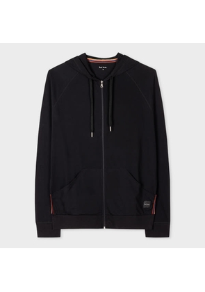 Paul Smith Black Cotton Jersey Zip Lounge Hoodie